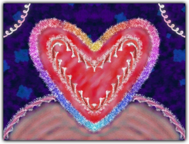 Scribblify Artwork of Decorative Heart with Glitter and Color Blends