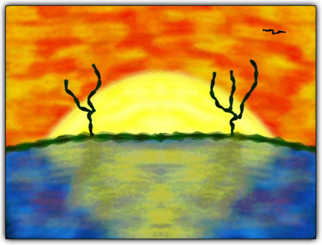 Scribblify Artwork of Sunset over Water